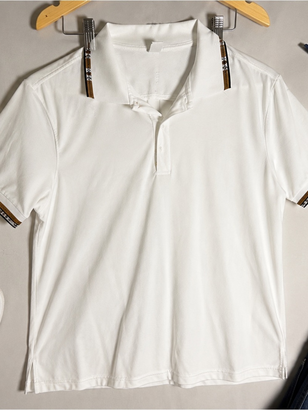 VIP Collection Men’s Ivory Polo Shirt XL Contrast Trim